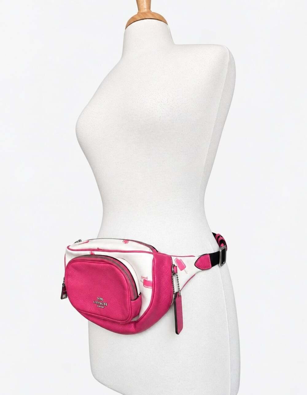 Coach C4276 Court Belt Bag Popsicle Print Pink Chalk Multi Leather Fanny Pack - Picture 4 of 16